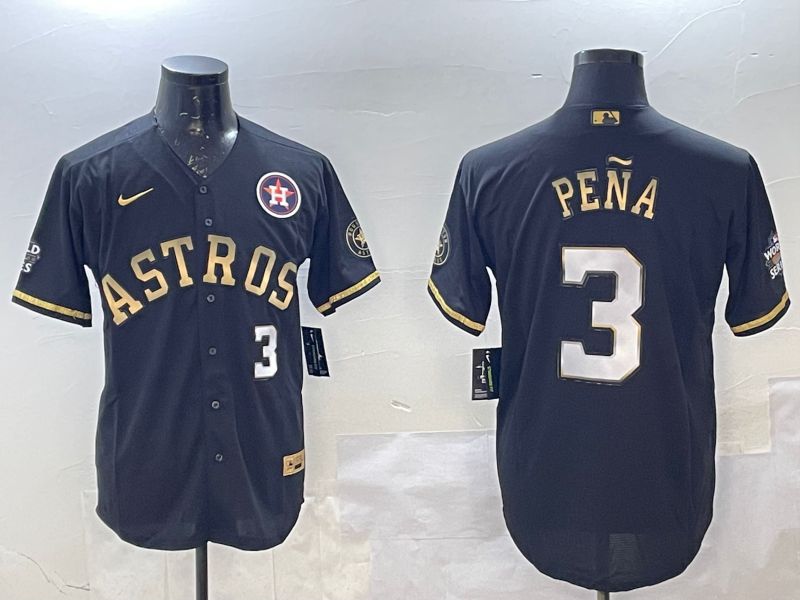 Men Houston Astros #3 Pena Black Gold Game 2025 Nike MLB Jersey style 2->san diego padres->MLB Jersey